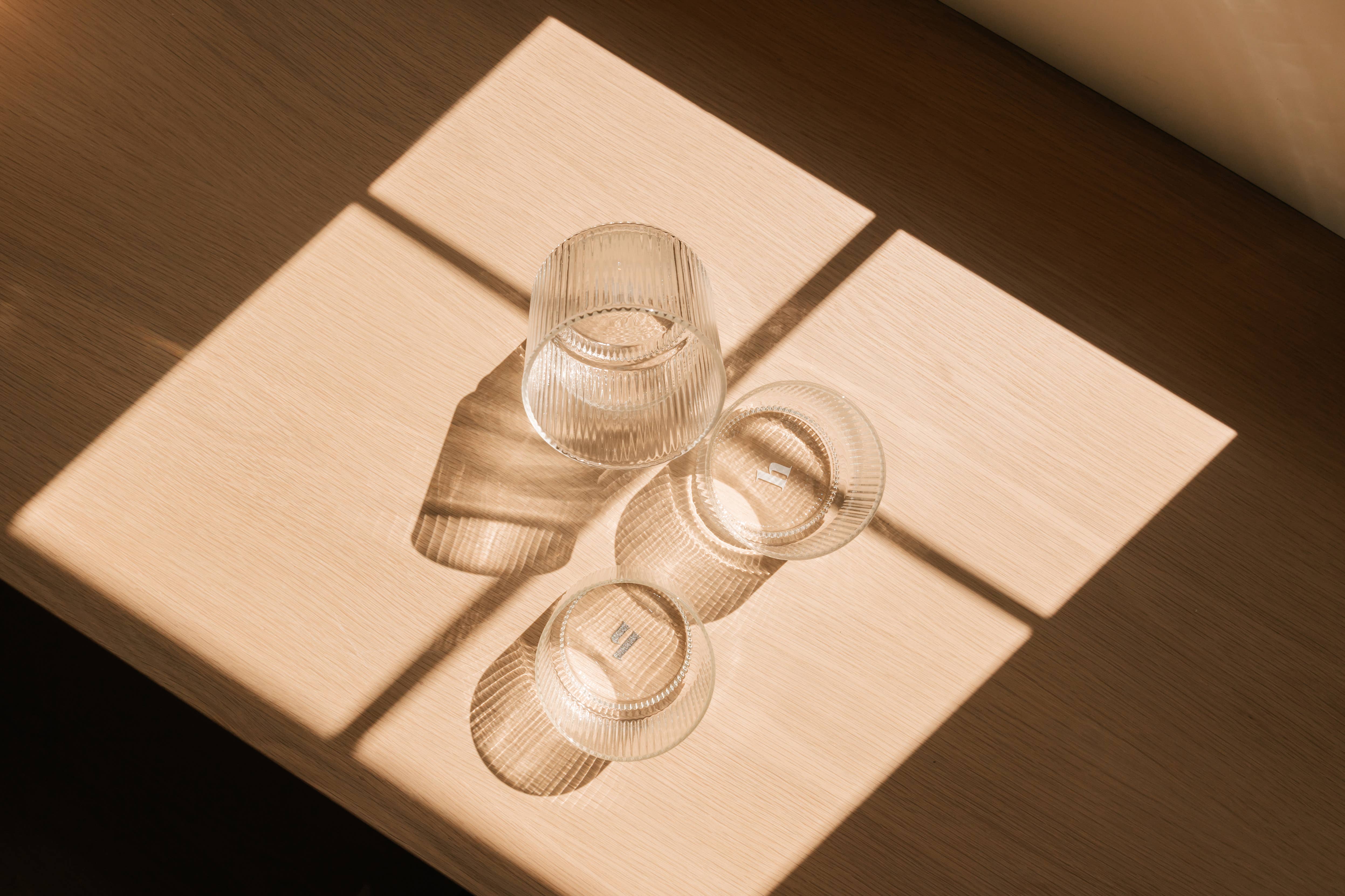 Hudson and Oak - Wholesale Drinking Glass/Cup - Short Ridged Glassware (set of 4)5