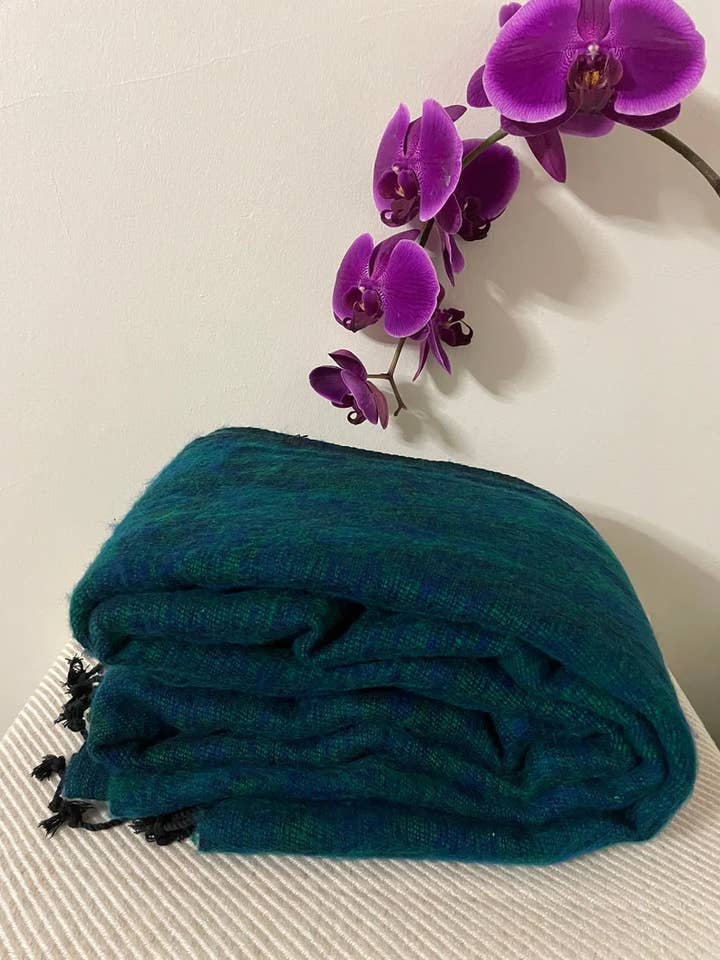 Yak Wool Mediation Shawl | Aqua Green for wholesale by Alchemy Story