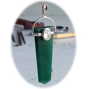 Sterling Wand Point - Jade & Rainbow Mn Natural Stone for wholesale by Crystal Earth Sterling