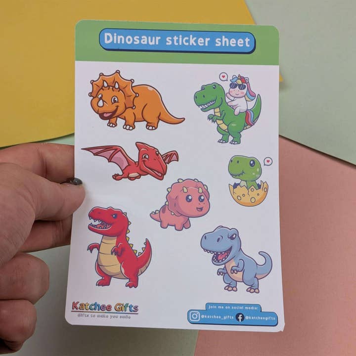 Dinosaur klistermærkeark, Planlægger, Journal, Scrapbooking klistermærker for engroshandel hos Katchee Gifts