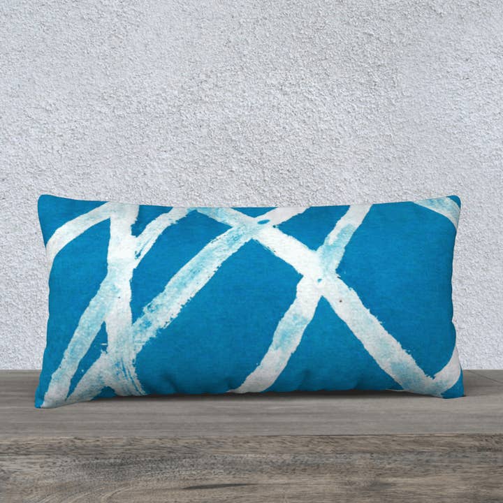 Throw Pillow Cover | 24 x 12 | White Lines for wholesale by Creative Artifacts HQ