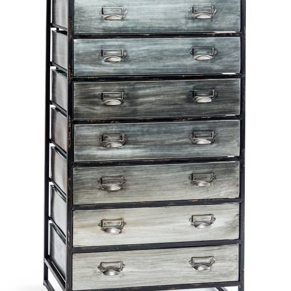 Tall Brushed Steel Multi Drawer Metal Cabinet for wholesale by McGowan & Rutherford Ltd