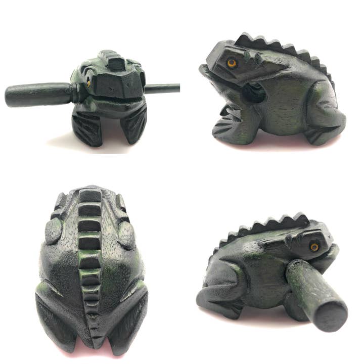 3 inch Green Wooden Croaking Frog Drum for wholesale by A Lost Art