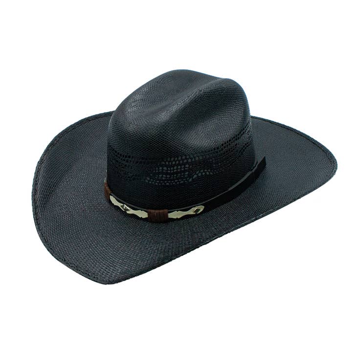 Zach Straw 4 Inch Brim Leather Band Cowboy Drifter Hat for wholesale by Peter Grimm