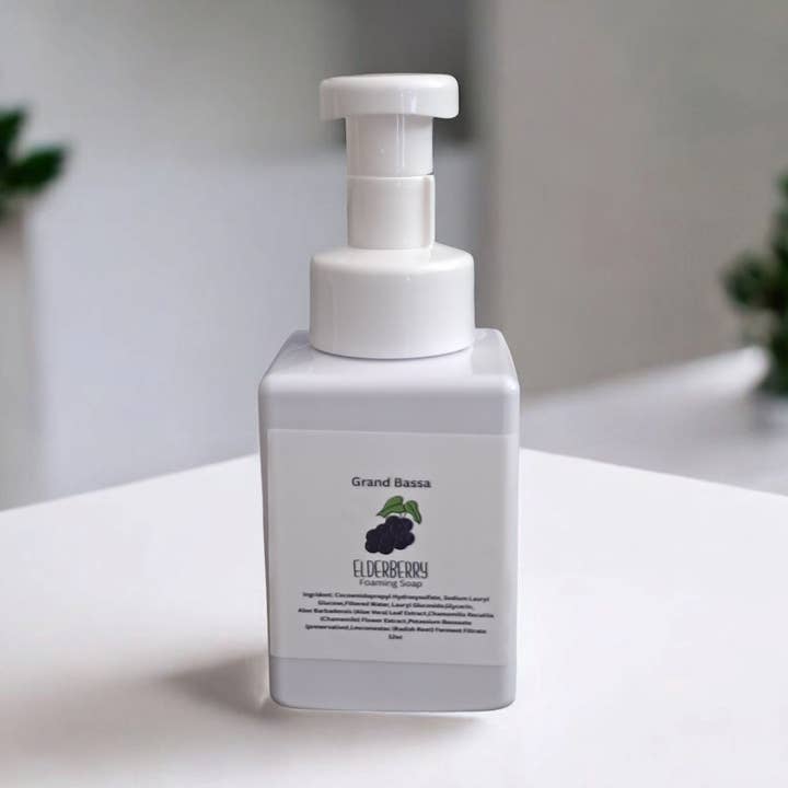 Elderberry Foaming Soap – 12oz for wholesale by Grand Bassa Candle Co.