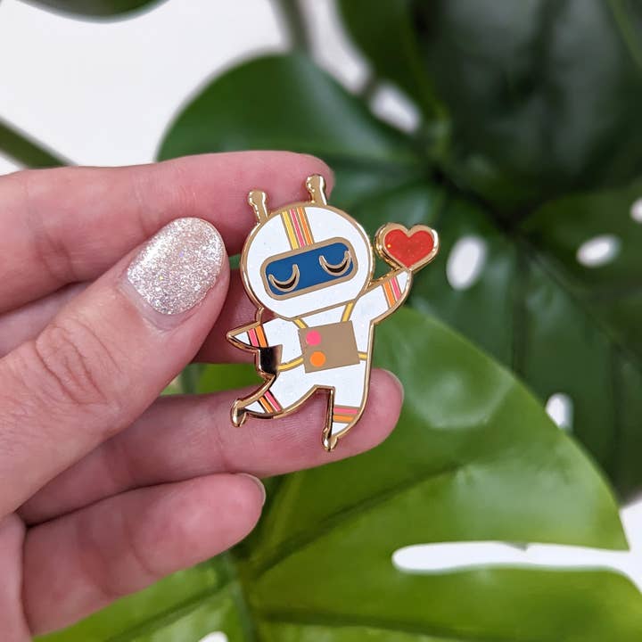 Amber Leaders Designs - Wholesale Lapel pin/button - Astronaut, You Have My Heart Hard Enamel Pin with Glitter1