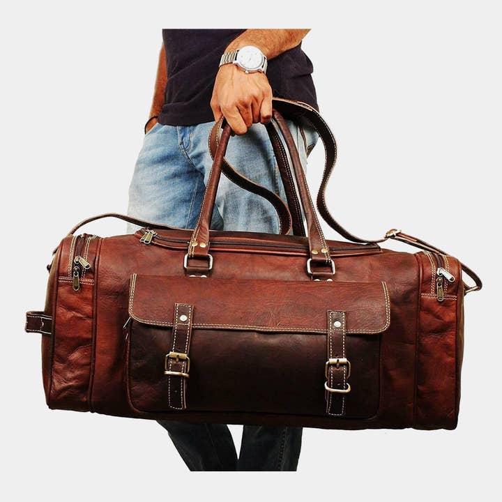 MaheTri LLC - Leather & Lifestyle Goods - Wholesale Weekender bag – men's - Walker Leather Weekender Travel Bag4