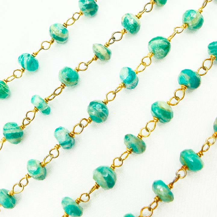 Amazonite Gold Plated Wire Chain. AMZ19 for wholesale by Jewels & Chains