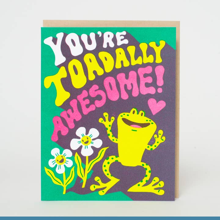 Toadally Awesome Punny Love Letterpress Greeting Card by Hello!Lucky for wholesale by Egg Press Manufacturing