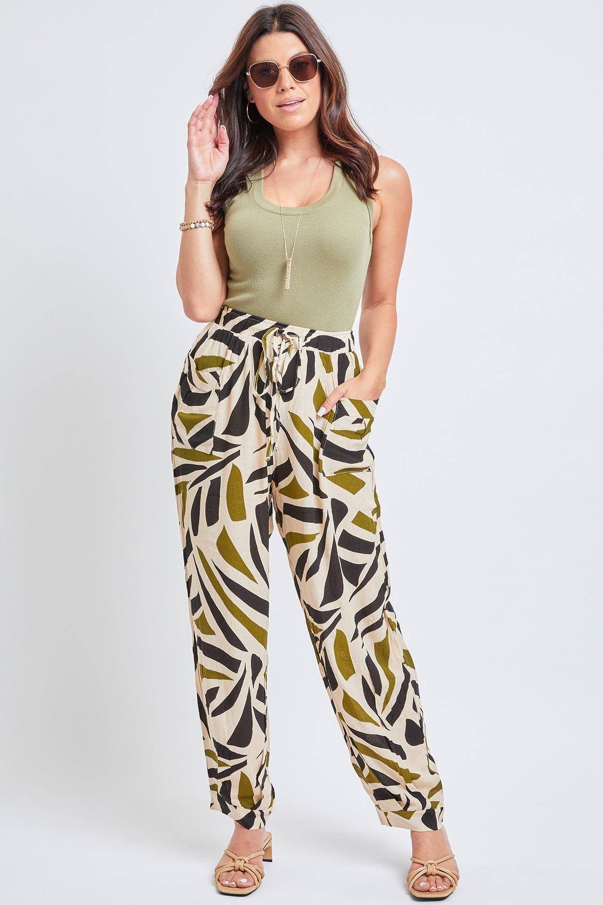 YMI - Wholesale Pants - Women's - Drawstring Wide Jogger Pant With Pleated Hem-WF1209CG2