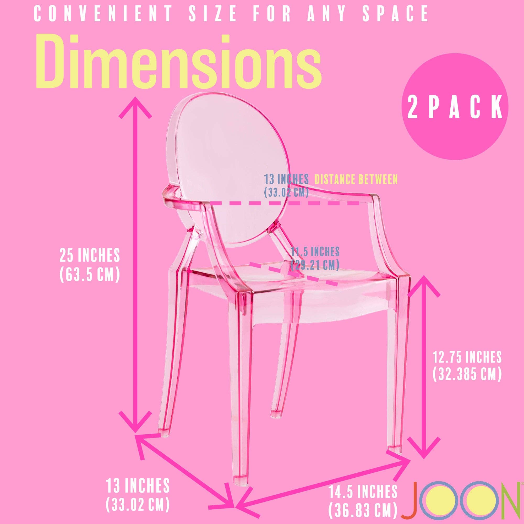 ShopBobbys - Wholesale Chair - Kids - JOON 2 Pack Kids Ghost Chairs with Armrest, 25x13x14.5 Inches, Transparent2