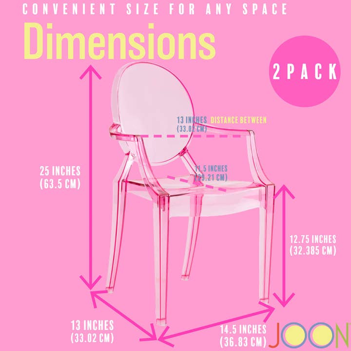ShopBobbys - Wholesale Chair - Kids - JOON 2 Pack Kids Ghost Chairs with Armrest, 25x13x14.5 Inches, Transparent12