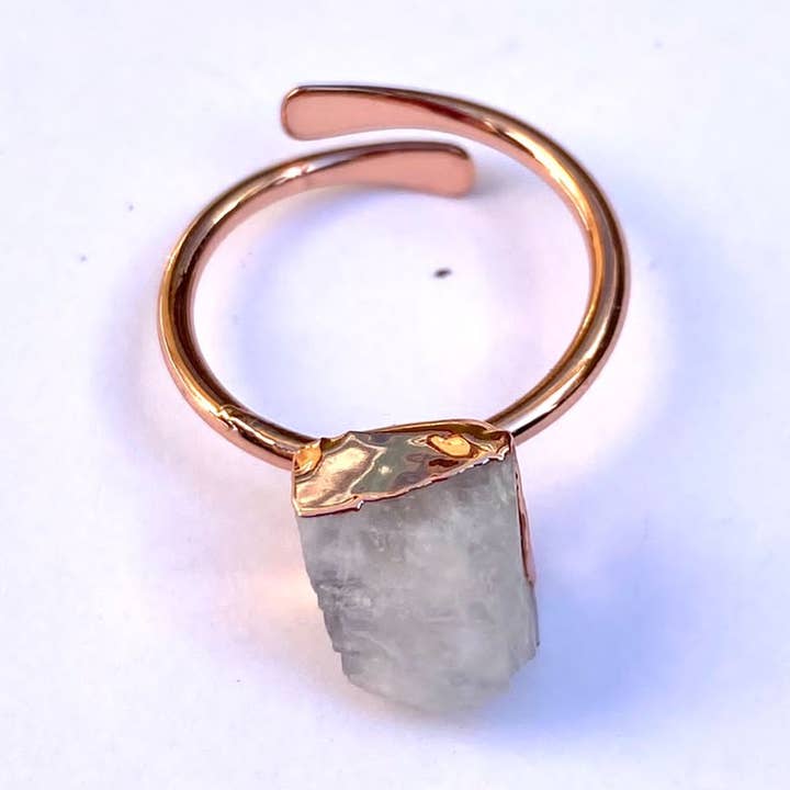 Raw Moonstone Copper Ring for wholesale by Kuratif