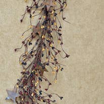 Colonial Mix Pip Berry Garland with Stars for wholesale by Dry Creek Home Collections