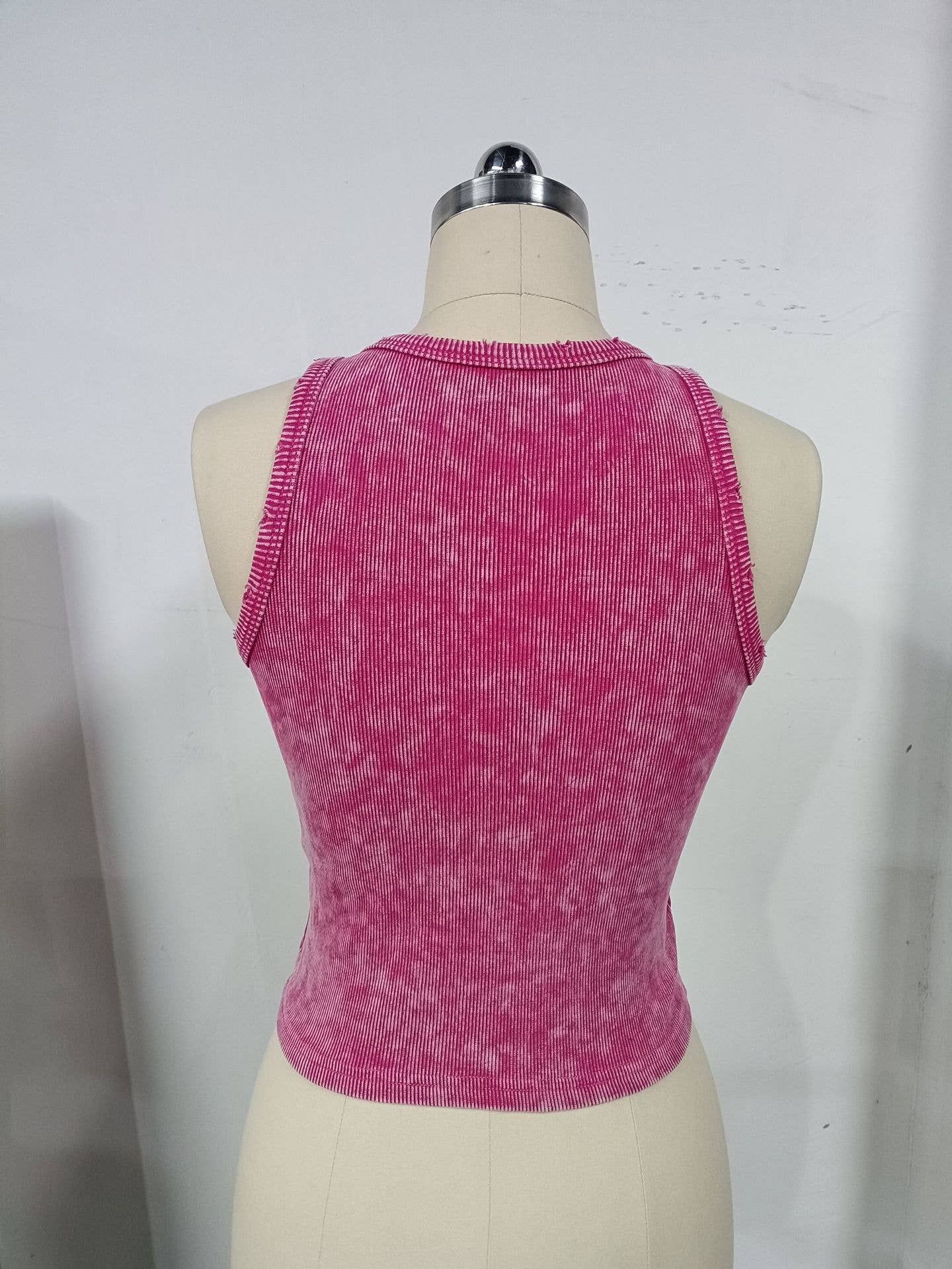 Rosa Clothing - Wholesale Tank Top - Women's - Distressed Washed Rib Round Neck Basic Tank Top1