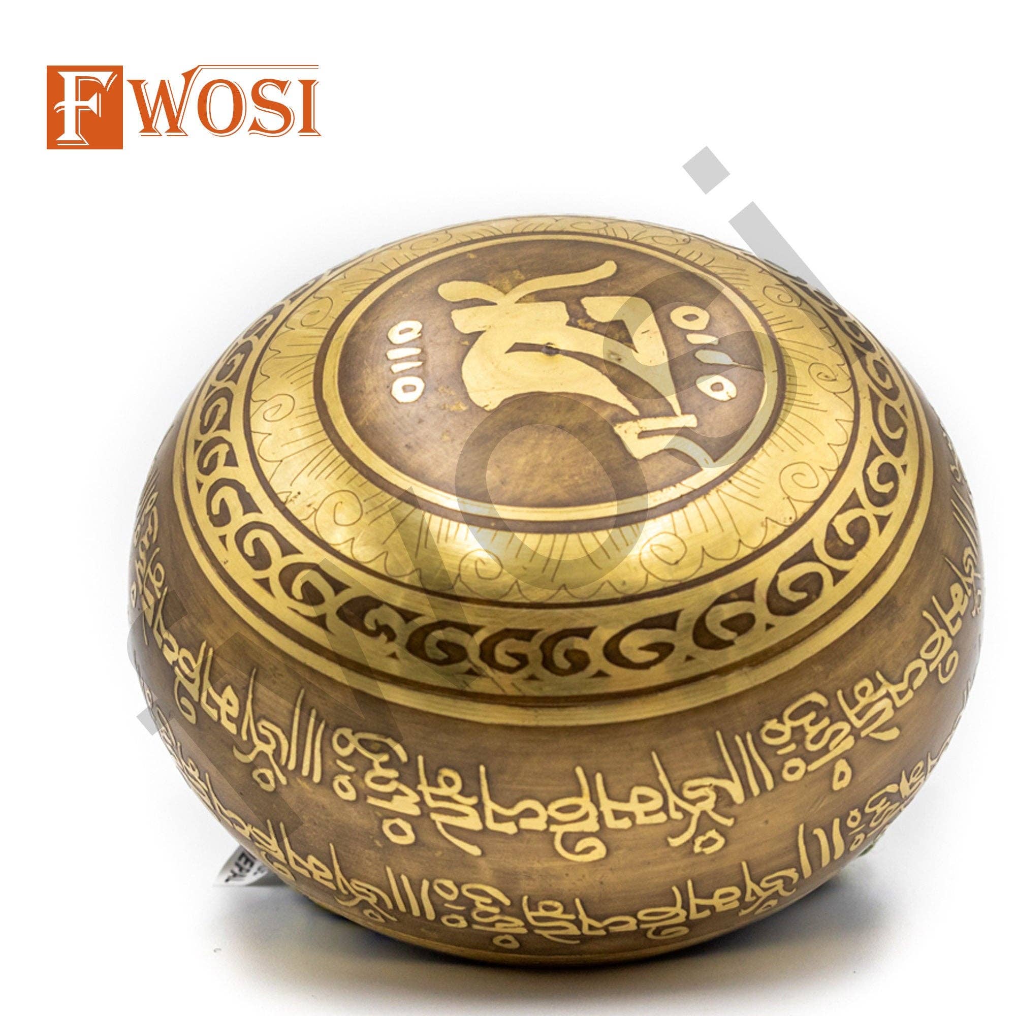 Fwosi - Wholesale Meditation Supplies - Himalayan Tibetan Singing Bowl | Kalash Carving Sound Bowl Meditation Set Mallet & Cushion | Chakra Healing Bowl | Self-Care Gift7