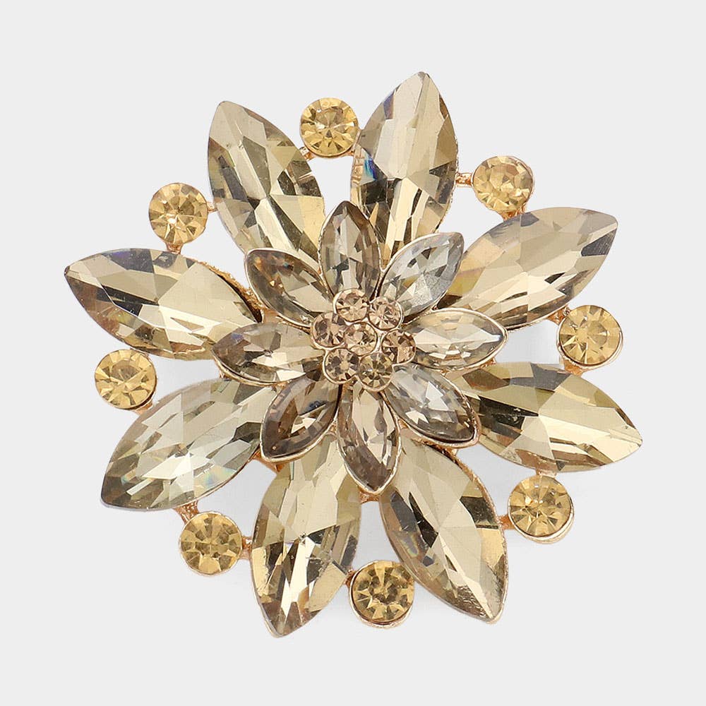 Sensibling Corp. - Wholesale Brooch - Marquise Stone Accented Flower Pin Brooch
7