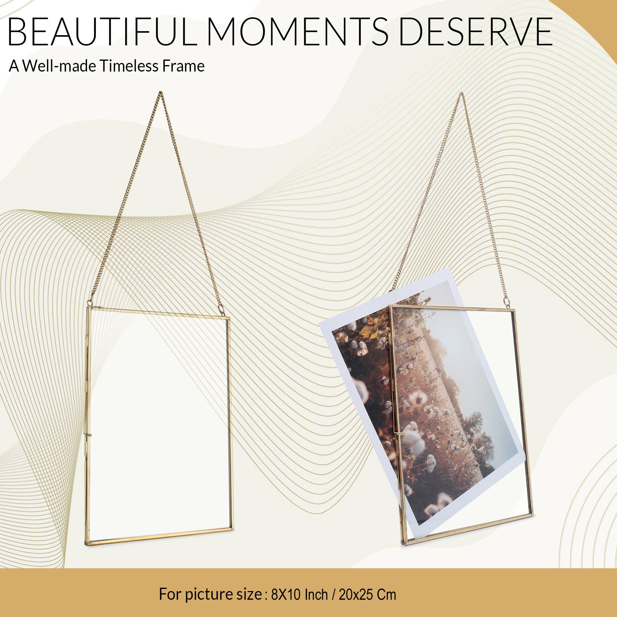 Alza – wholesale Picture frame – Hand-made real Brass and glass photo frame hanging 3