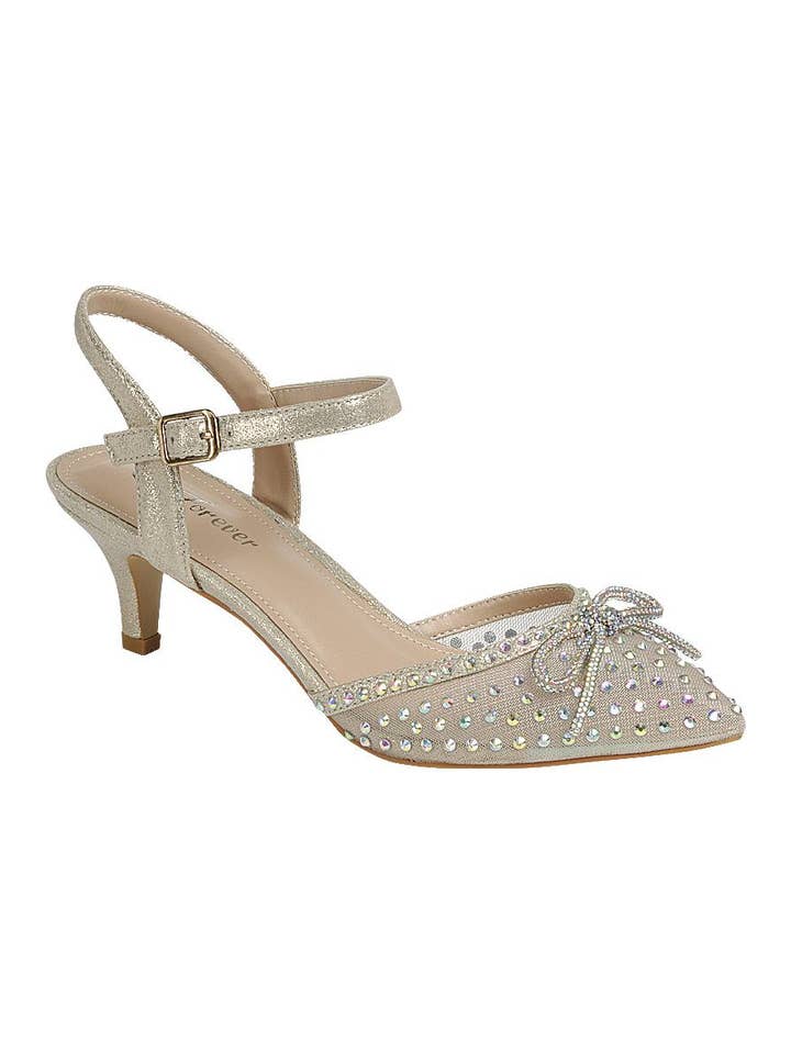 FASHION EMPORIO - Wholesale Low Heels - Women's - Women Kitten Heel Ankle Strap Shoes FL-SILK-22