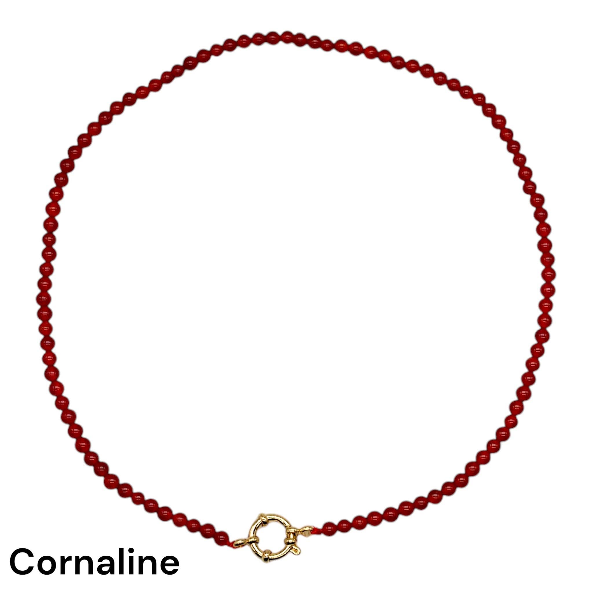 Foliesbijoux - Wholesale Beaded/Pearl Necklace - 43 cm 4 mm necklace with gold-plated stainless steel buoy clasp (20 stones available)1