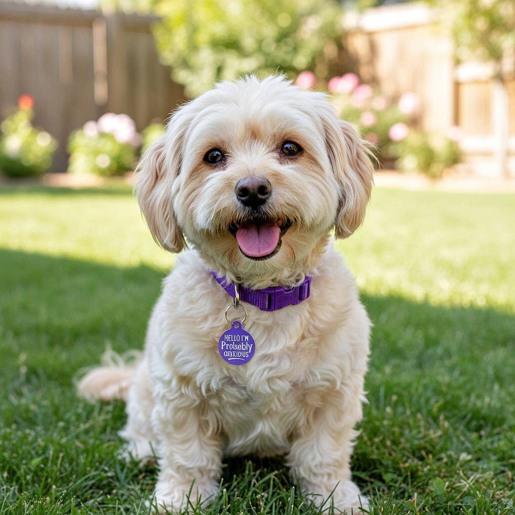 Bad Tags - Wholesale Pet Identification Tag - Dog - Enamel Dog Tag w/ Scannable ID - Hello I'm Probably Anxious2