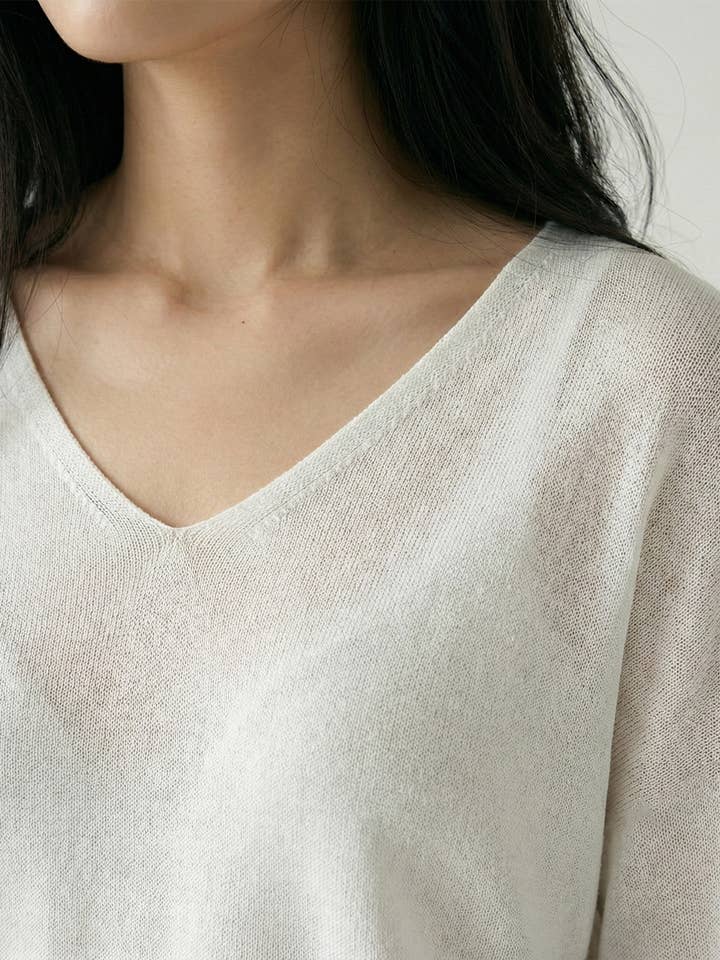 L'Emotion - Wholesale Knit Sweater - Women's - Modal V-Neck Long Sleeve Knitted Sweater 2