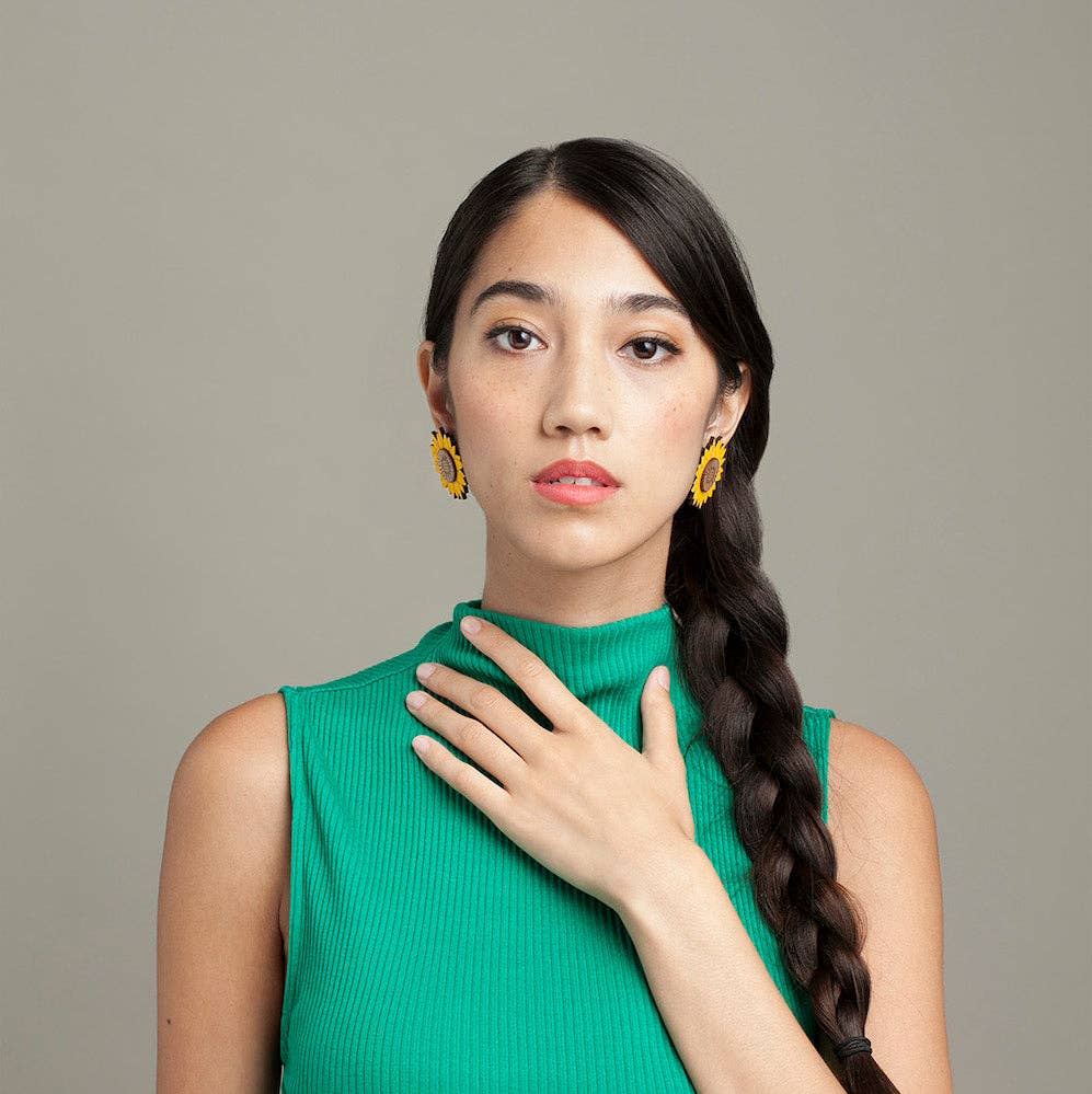 Materia Rica - Wholesale Stud/Post Earrings - Big Sunflower1