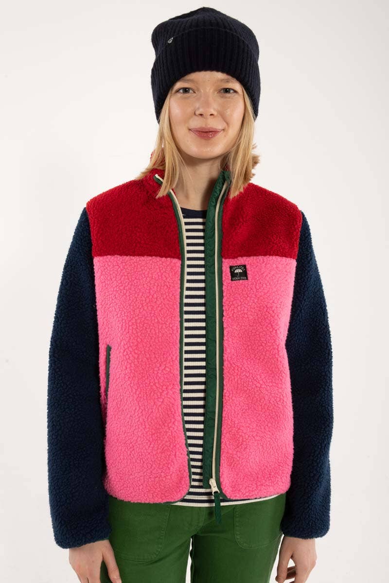 Danefae København - Wholesale Fleece - Women's - Danebirk Fleece Zip-Up Dark Red/Dark Navy/Spicy Pink/Dark Pine