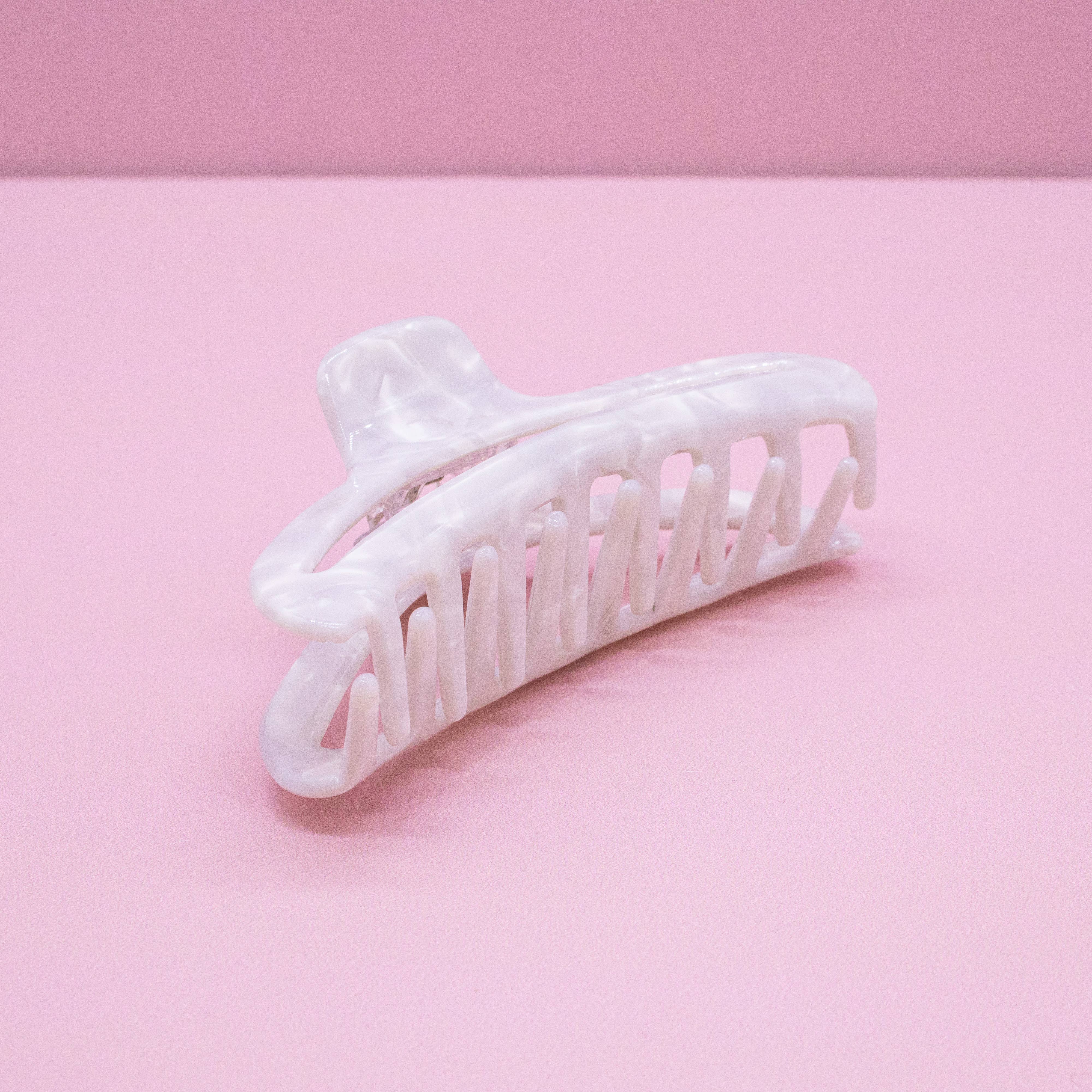 Frog Sac - Vente Pince à cheveux – femme - Pince à cheveux ronde écaille de tortue moyenne - Blanc2