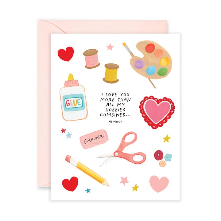 Love You More Than My Hobbies Greeting Card for wholesale by Isabella MG