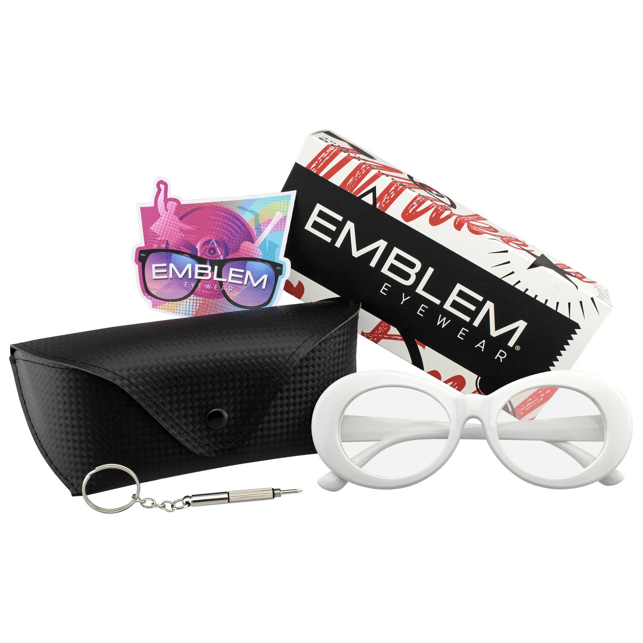 Emblem Eyewear - Vendita all'ingrosso Occhiali da vista - Unisex - Retro Flat Round anni '90 Fashion Clout Occhiali ovali Trasparente7