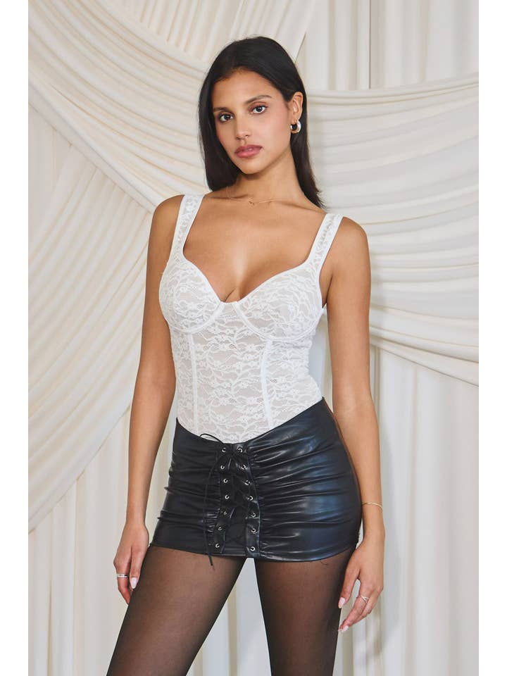 No Vacancy - Wholesale Bodysuit - Women's - Velvet lace corset bodice bodysuit0