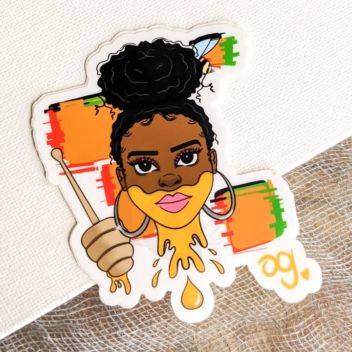 Honey Bee Die Cut Stickers | Honey Drip | Black Girl Stickers for wholesale by OG Identity