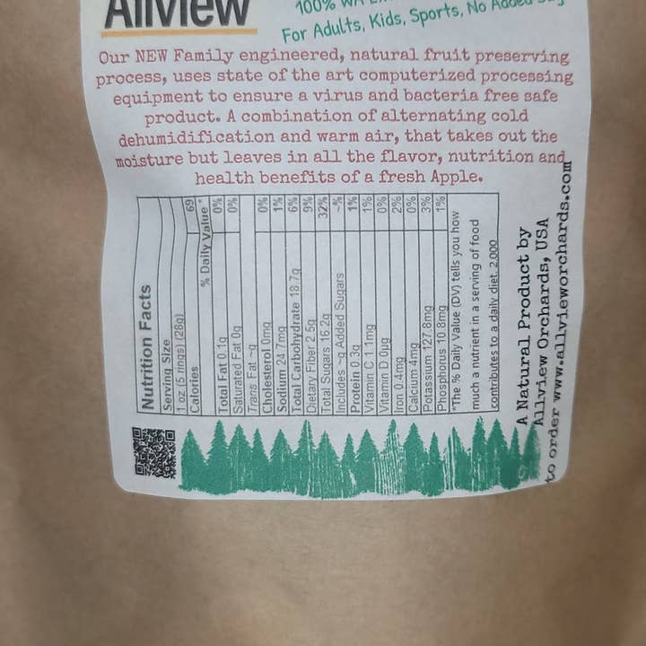 ALLVIEW ORCHARDS - Wholesale Dried/dehydrated fruit - Granny Smith Apple Snack Bag2