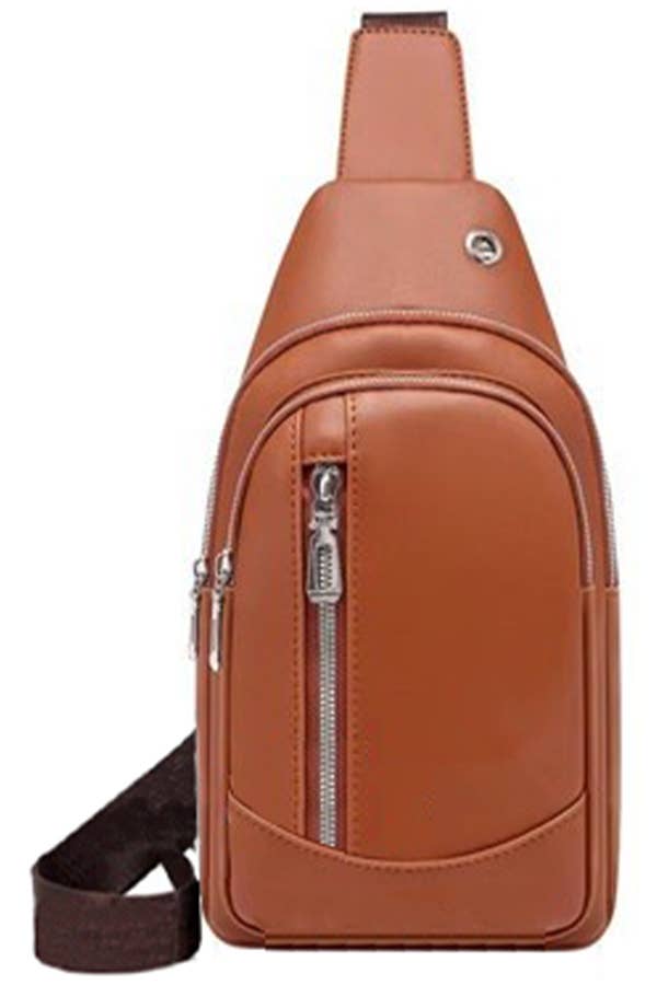 Cap Zone - Wholesale Crossbody Bag - Women's - Simplistic Triple Zippered Faux Leather Shoulder Sling Bag2