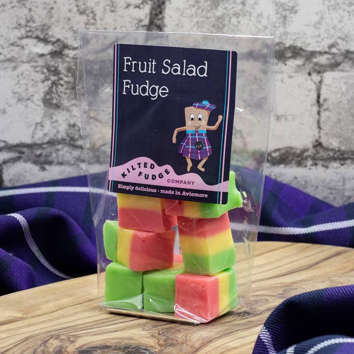 Frugtsalat fudge for engroshandel hos Kilted Fudge Company