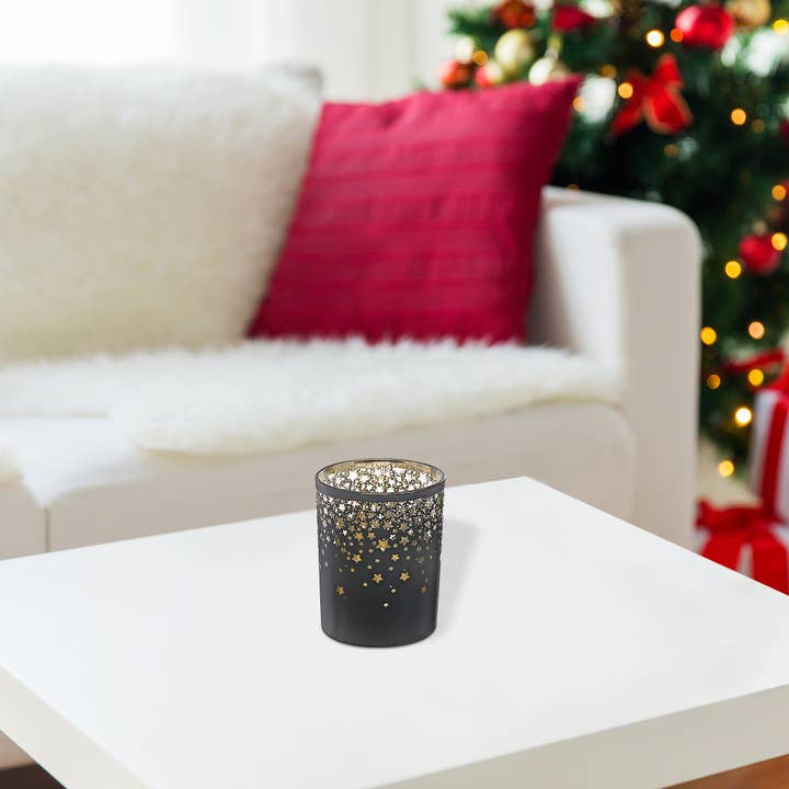 Schwarz Votivhalter aus Glas Falling Stars L für den Großhandel auf Faire1