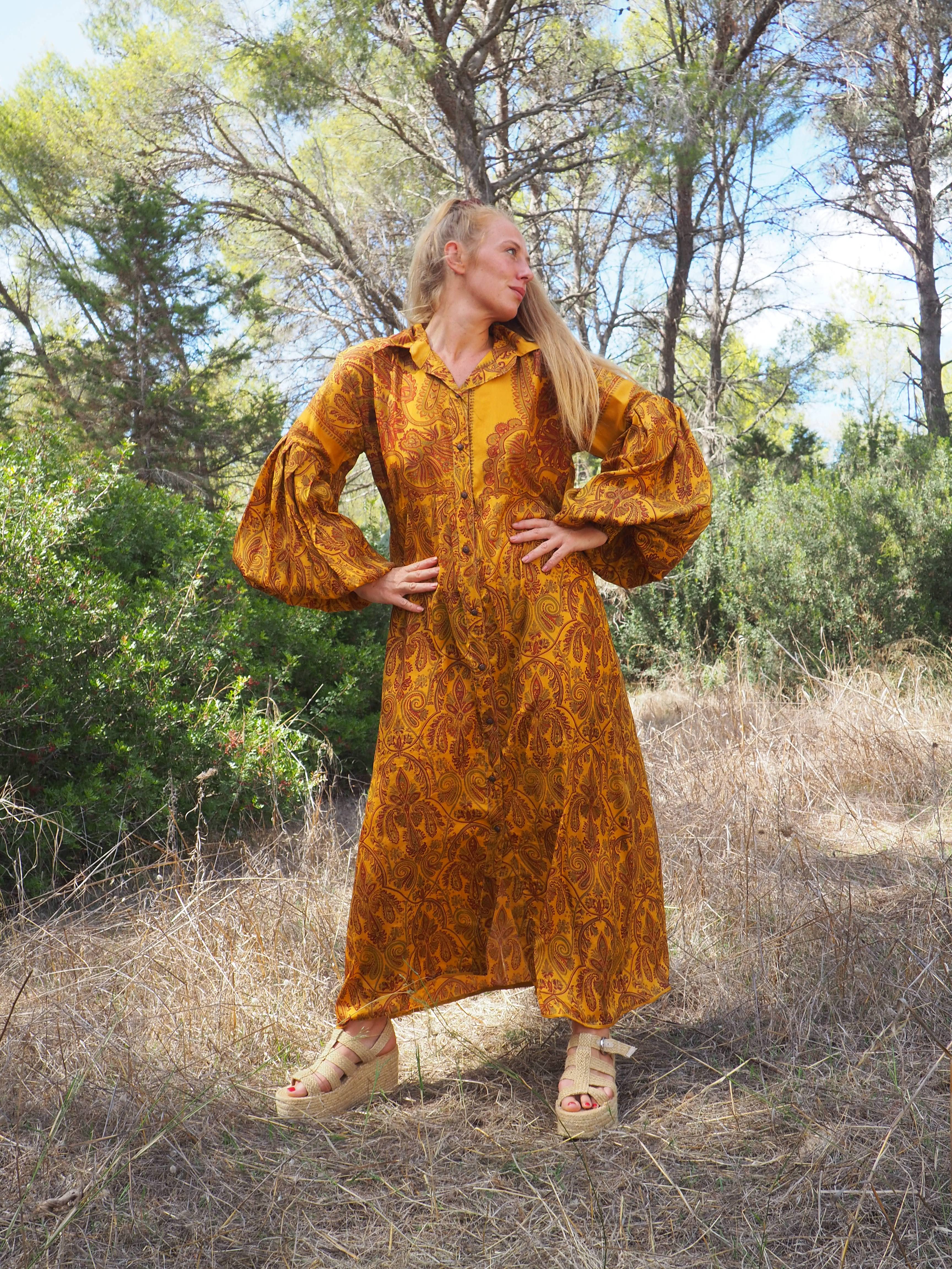 Vagabond Ibiza - Wholesale Dress - Women's - The Lenya Dress– Up-cycled Vintage Sari Dress 30