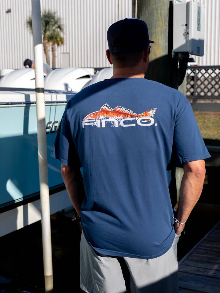 Redfish Short Sleeve Dockside Cotton in Navy Blue for wholesale by Finco