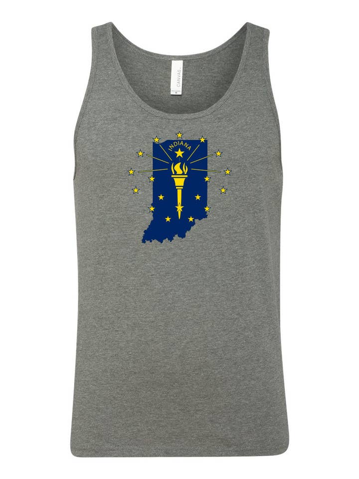 Indiana State Flag Deep Heather Unisex Jersey Tank Top for wholesale by Threads