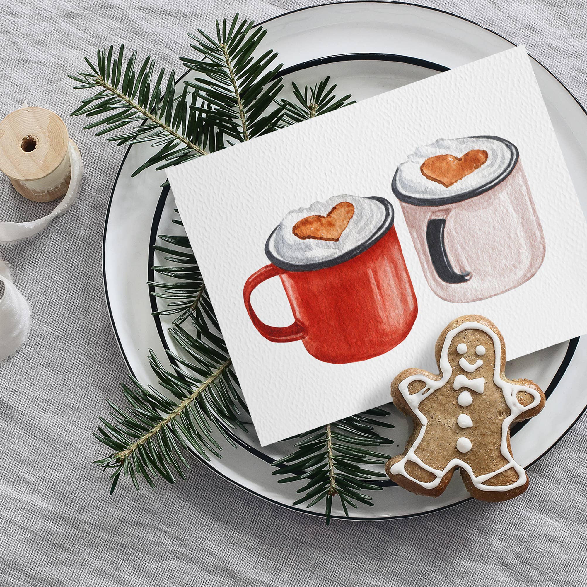 Blue Thistle - Wholesale Valentine's Day Card - Hot Cocoa Card, Happy Holidays, Valentine's Day, Heart Mugs3