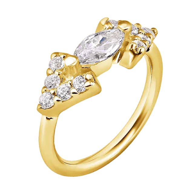 Monroe Seamless Ring – 14K Gold Marquise Crown & Micro-Gem Radiance for wholesale by Piercing-zone