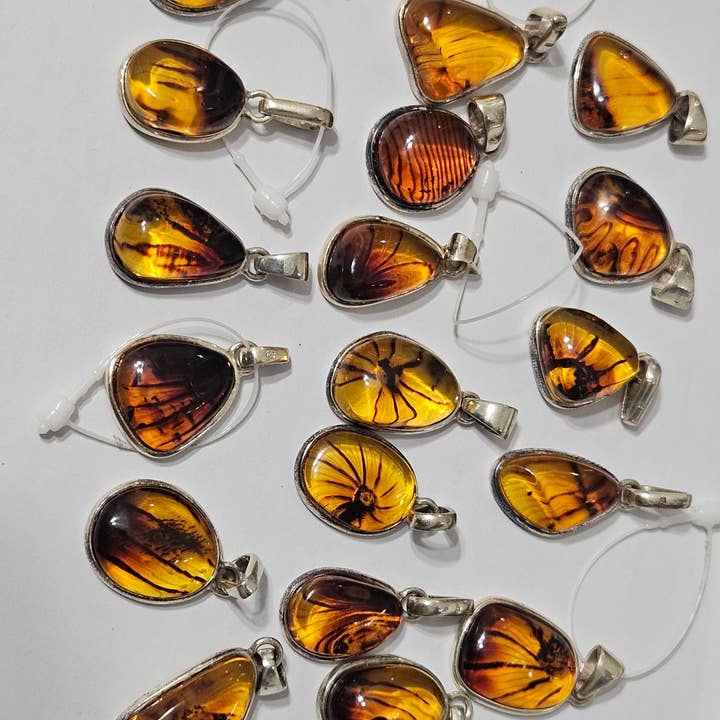 AmberLithuania - Wholesale Individual Charm/Pendant - Silver 925 Baltic Amber necklace Pendant1