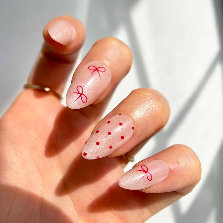 VIAI Beauty - Wholesale Press-On/Fake Nails - BONMUZ Berry Bows | Soft & Durable Press-On Nails2