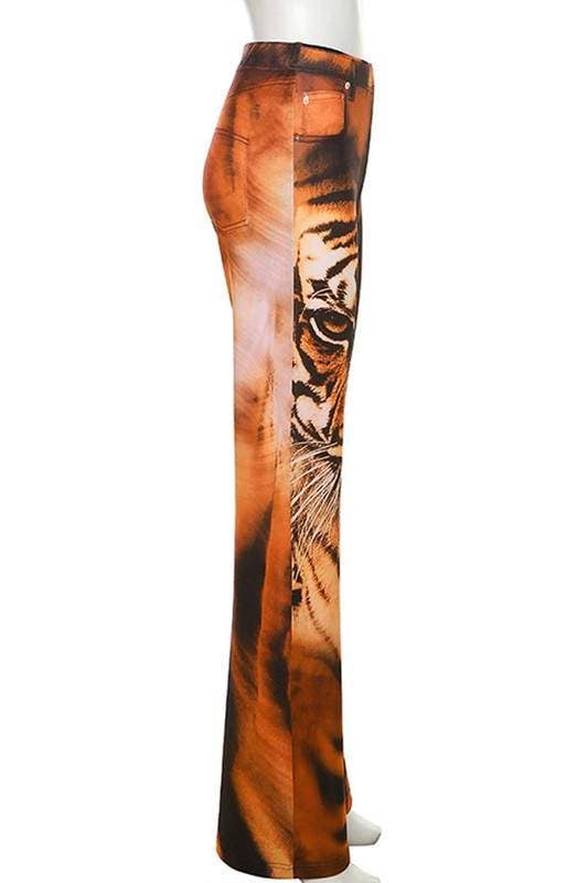 BROWN tiger graphic long pants for wholesale on Faire4