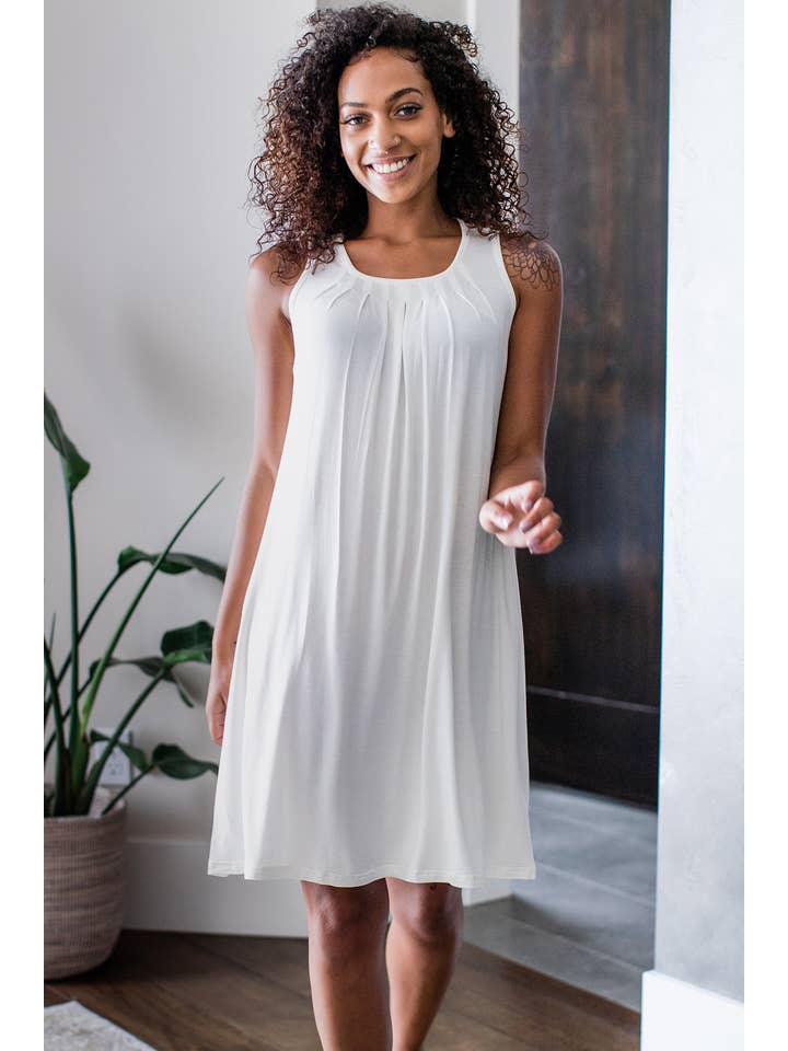 YALA - Wholesale Nightgown - Women's - DELIA GATHERED TANK BAMBOO NIGHTGOWN