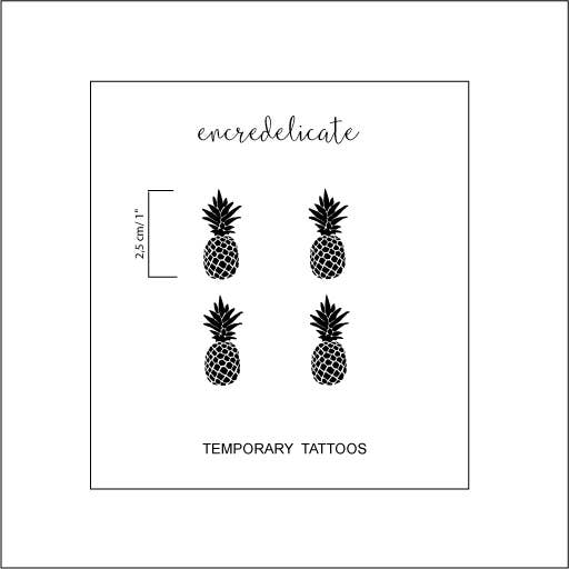 encredelicate – Tatuagem temporária por atacado – Tatuagem temporária pequena de abacaxi (conjunto com 4 unidades)2