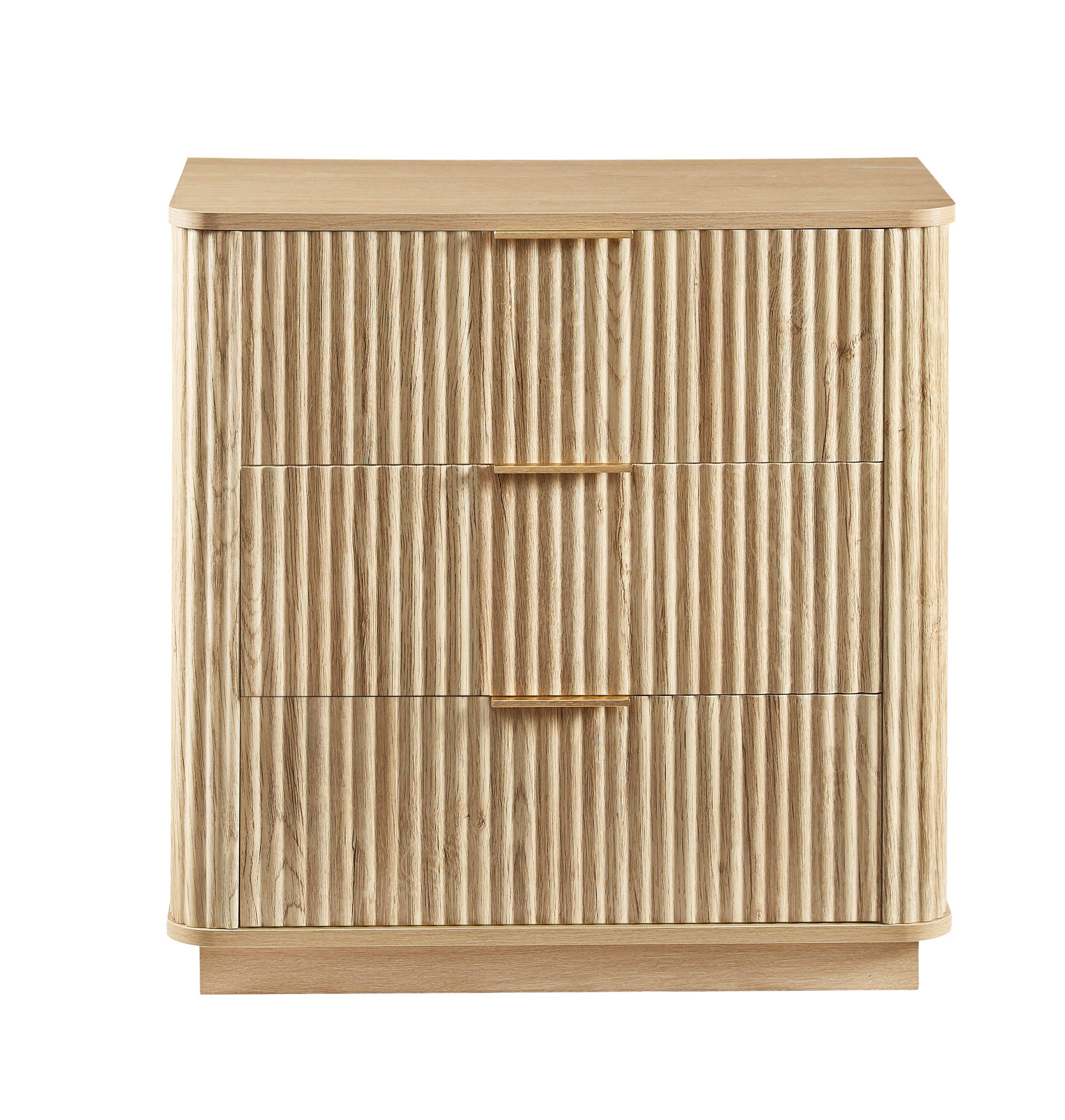 39F Inc. - Vente Armoire - Commode 3 tiroirs en chêne 2PCS (27,6" de largeur) - Design à vague courbée8