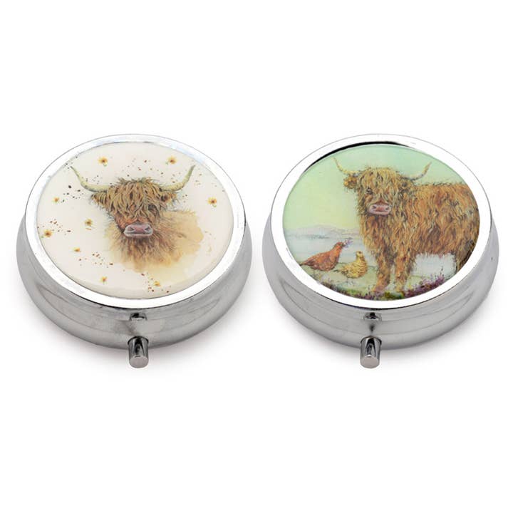 Puckator Ltd - Wholesale Pill Organizer - Jan Pashley Highland Coo Cow Pill Box
