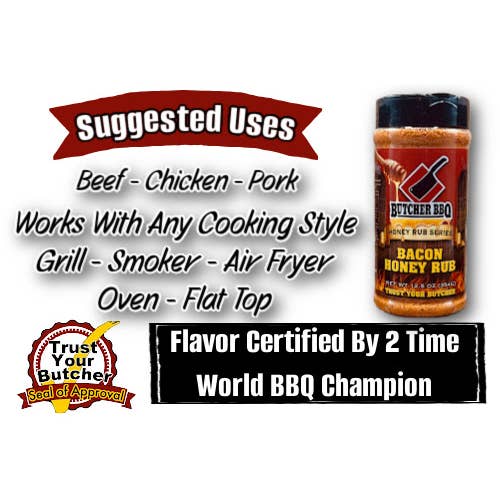Butcher BBQ Inc - Wholesale Rub - Honey Rub Bacon Flavor-Sweet Honey taste with Smokey Bacon2